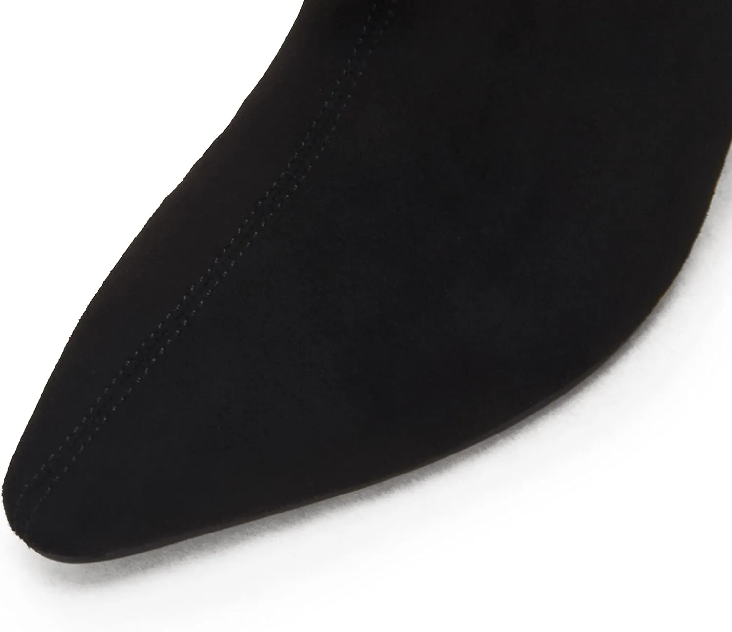 Coutgo Womens Knee High Boots Pointed Toe Kitten Heel Side Zipper Stretchy Vegan Suede Comfort Fall Winter Boot