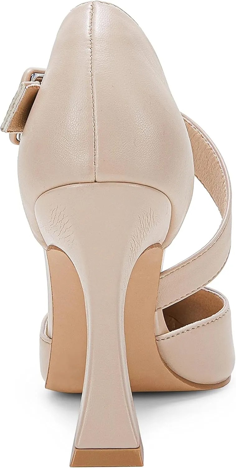 Coutgo Women's One Cross Strap Pumps Pointed Toe Stiletto High Heels Buckle Strap Dress Party Wedding Shoes