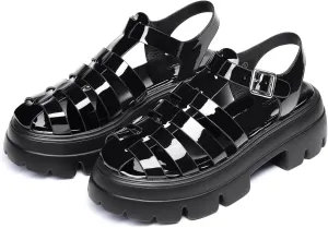 Coutgo Womens Platform Chunky Heels Sandals Gladiator Ankle Strap Heels Lug Sole Summer Fisherman Y2K Shoes