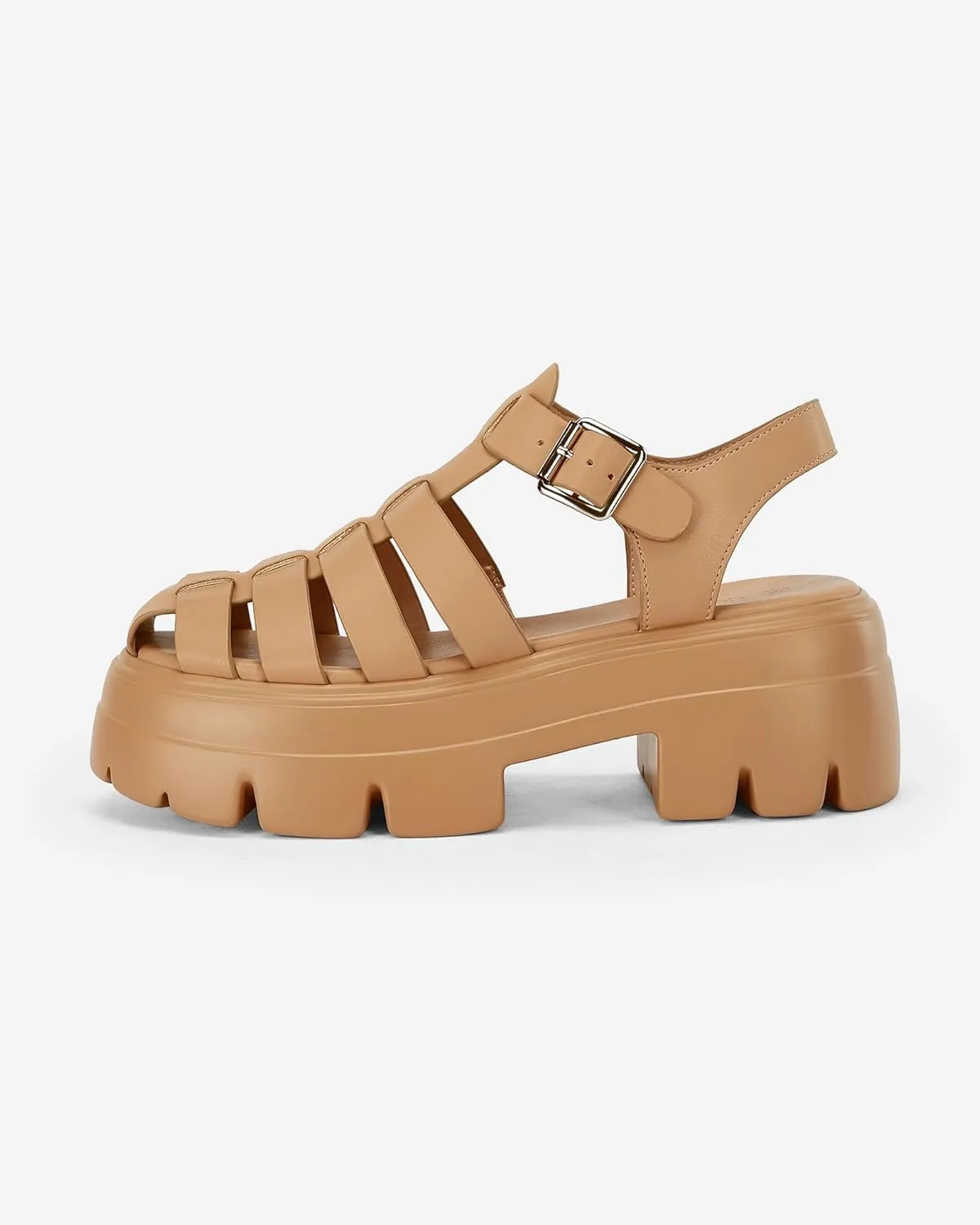 Coutgo Womens Platform Chunky Heels Sandals Gladiator Ankle Strap Heels Lug Sole Summer Fisherman Y2K Shoes