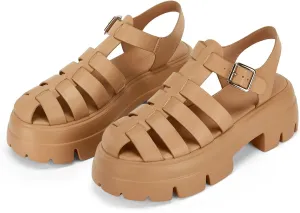 Coutgo Womens Platform Chunky Heels Sandals Gladiator Ankle Strap Heels Lug Sole Summer Fisherman Y2K Shoes