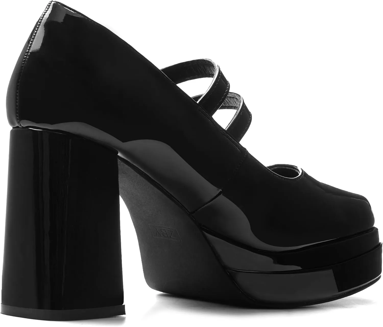 Coutgo Women's Platform Mary Jane Pumps Two Strap Square Toe Chunky Block Heel Sandals Party Shoes