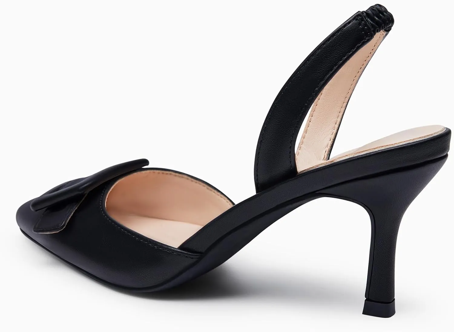 Coutgo Womens Slingback Heels Kitten Heel Pumps Dress Shoes Sling Back Closed Pointed Toe Suede Wedding Party Sandals