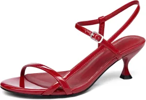 Coutgo Womens Strappy Heeled Sandals Kitten Low Heel Open Toe Ankle Strap Party Wedding Dress Shoes