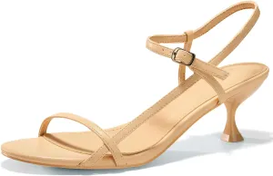 Coutgo Womens Strappy Heeled Sandals Kitten Low Heel Open Toe Ankle Strap Party Wedding Dress Shoes