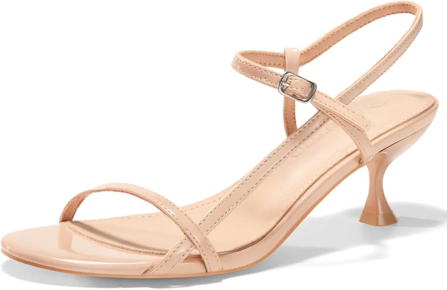 Coutgo Womens Strappy Heeled Sandals Kitten Low Heel Open Toe Ankle Strap Party Wedding Dress Shoes
