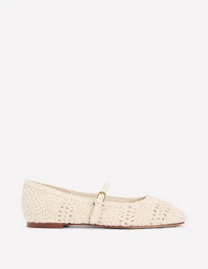 Crochet Mary Jane Flats-Ecru