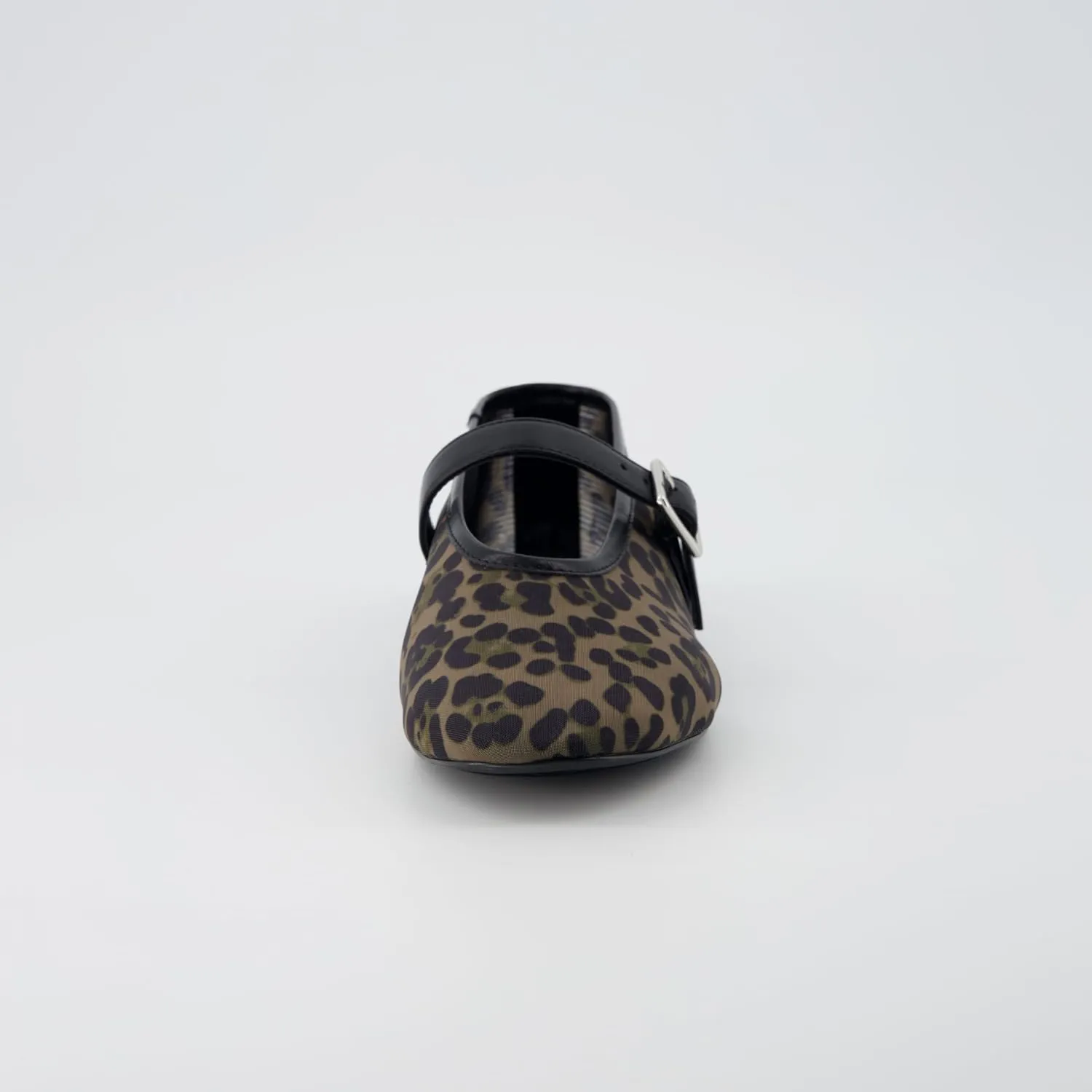 CUSHIONAIRE Moma Women's Leopard Print Mesh Mary Jane Flats – Buckle Strap, Memory Foam, Wide Widths Available