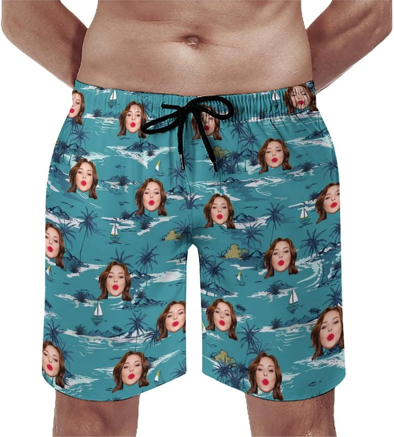 Custom Face Couple Matching Swimwear Personalized Bikini Set Swim Shorts High Waisted Bikini Swimsuit Bathing Suit for Gift