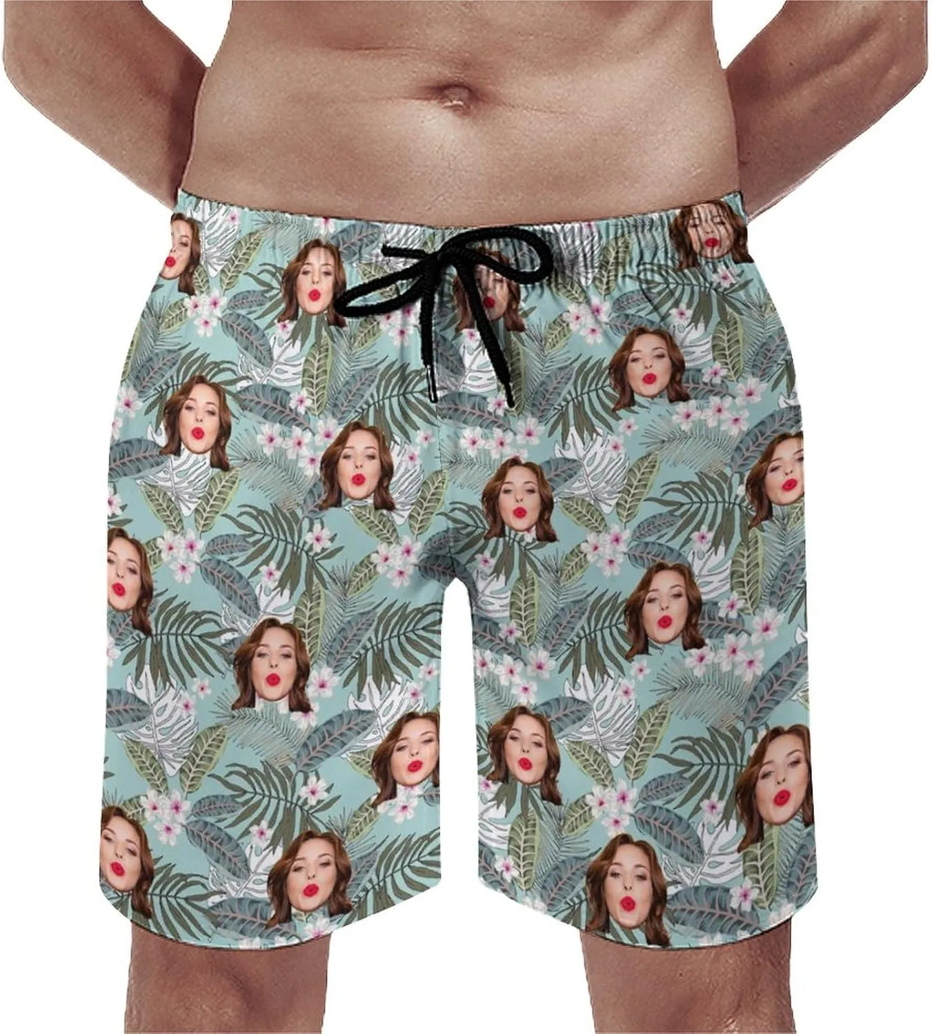 Custom Face Couple Matching Swimwear Personalized Bikini Set Swim Shorts High Waisted Bikini Swimsuit Bathing Suit for Gift