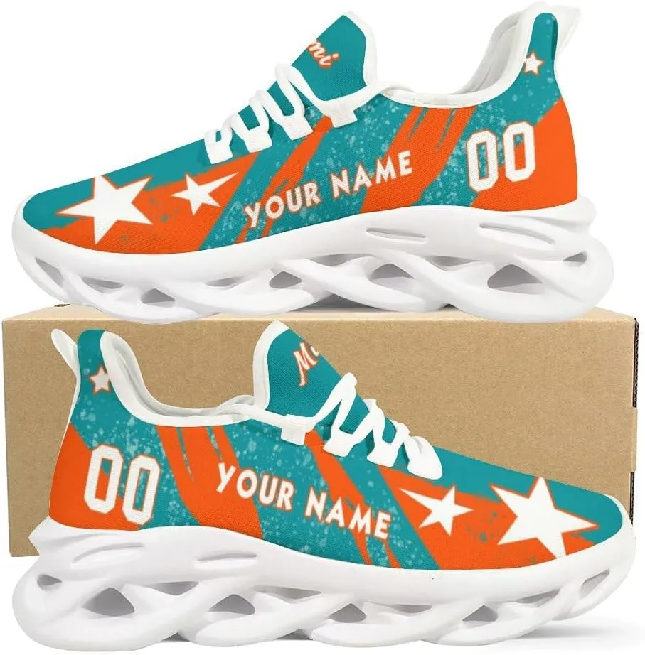 Custom Men's Sneakers Football Name & Number Breathable Fan Gift for Men Women Athletic Gym Slip-on Shoes Personalized Black White