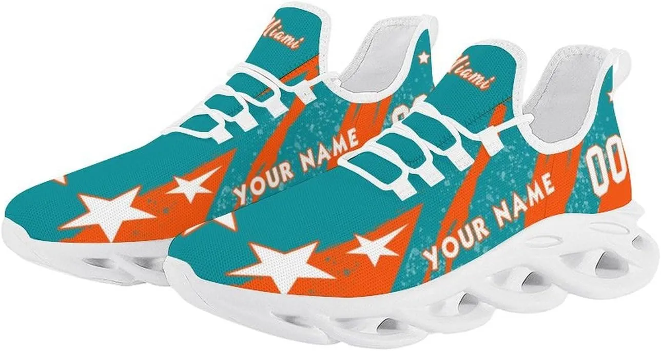 Custom Men's Sneakers Football Name & Number Breathable Fan Gift for Men Women Athletic Gym Slip-on Shoes Personalized Black White