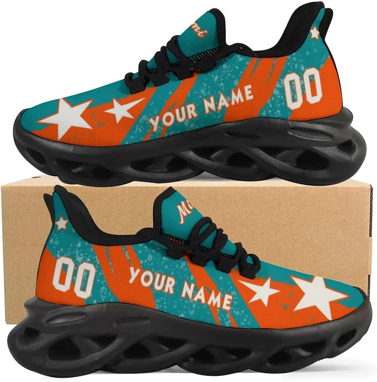 Custom Men's Sneakers Football Name & Number Breathable Fan Gift for Men Women Athletic Gym Slip-on Shoes Personalized Black White