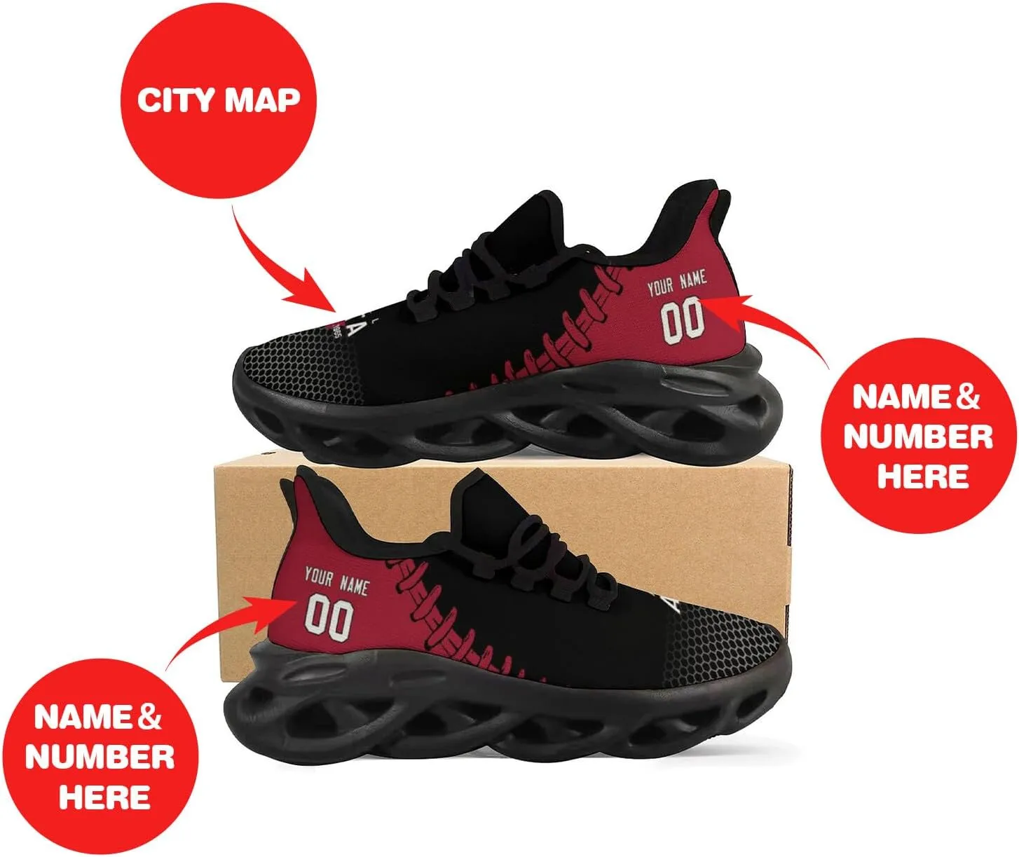 Custom Men's Sneakers Football Personalized Breathable Fan Gift Name & Number Athletic Gym Slip-on Shoes