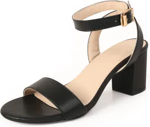DADAWEN Women's Glitter Open Toe Ankle Strap Low Block Chunky Heels Sandals Party Wedding Bridal Dress Pumps Shoes