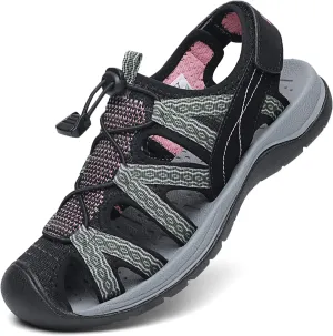 Dannto Women's Sport Sandals Close Toe Mesh Hiking Outdoor Athletic Casual Walking Sandals Water Shoes