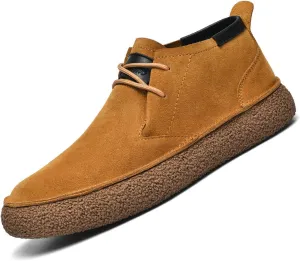 DirraBra Men's Suede Lace Up Desert Chukka Boots Fashion Casual Round Toe Platform Deck Boots Fashion Comfort High-Top Waterproof Hiking Work Boots