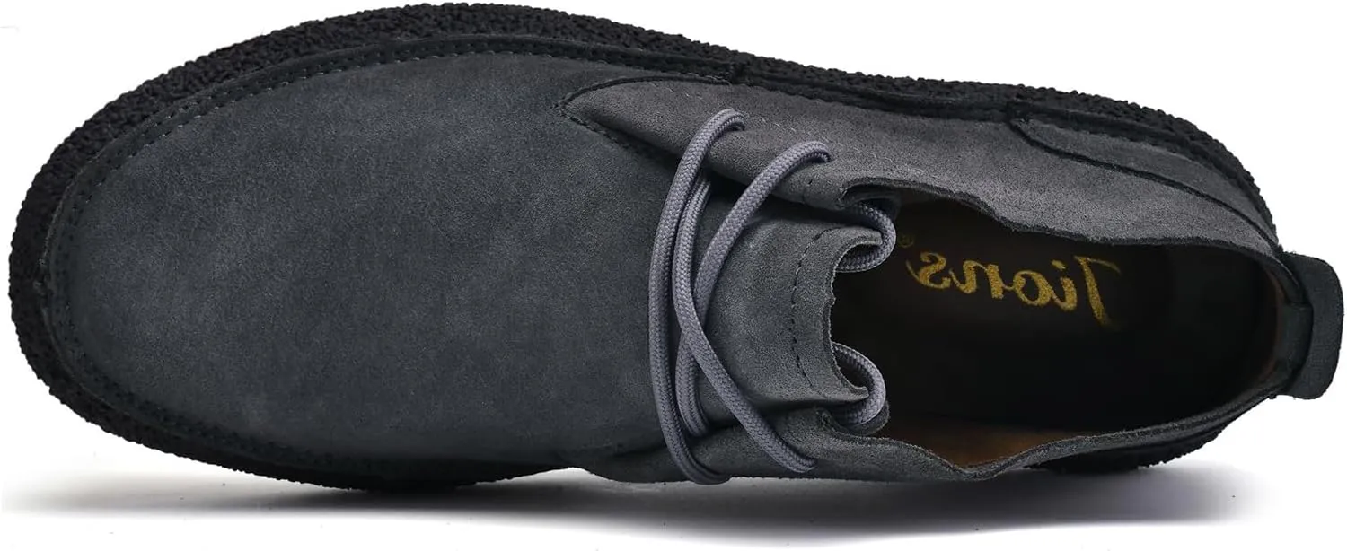 DirraBra Men's Suede Lace Up Desert Chukka Boots Fashion Casual Round Toe Platform Deck Boots Fashion Comfort High-Top Waterproof Hiking Work Boots