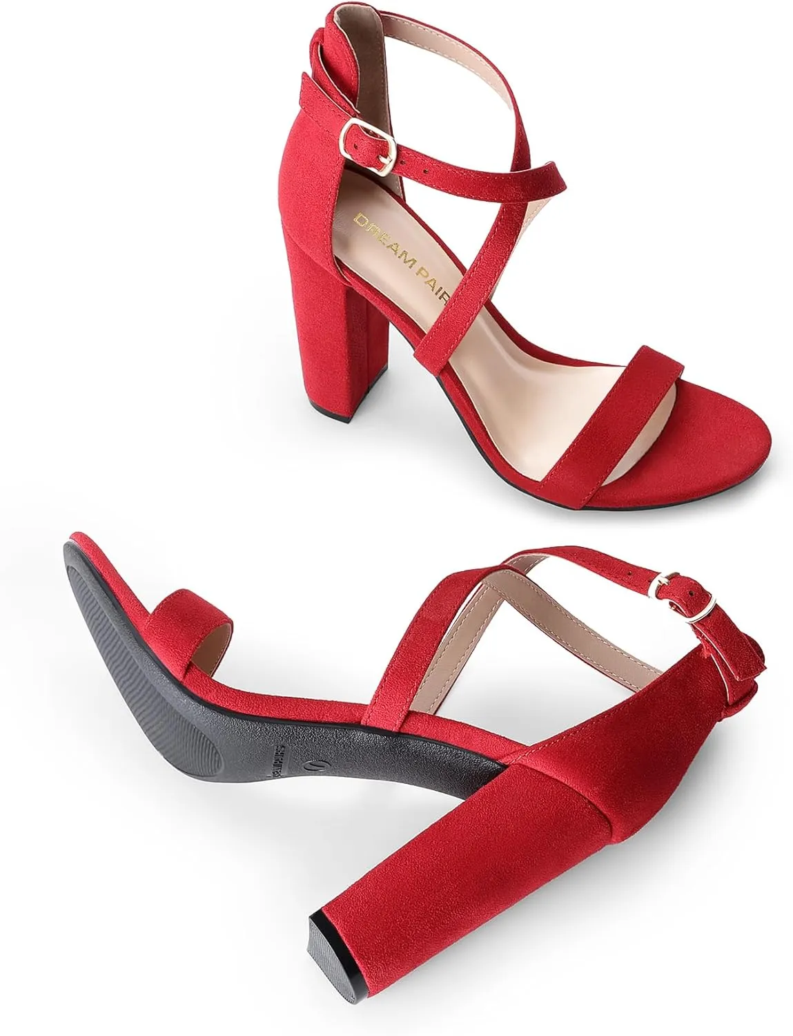 DREAM PAIRS 4 inch High Heels for Women Chunky Block Cross Strap Open Toe Dress Sandals for Wedding Bridal Evening Homecoming Prom
