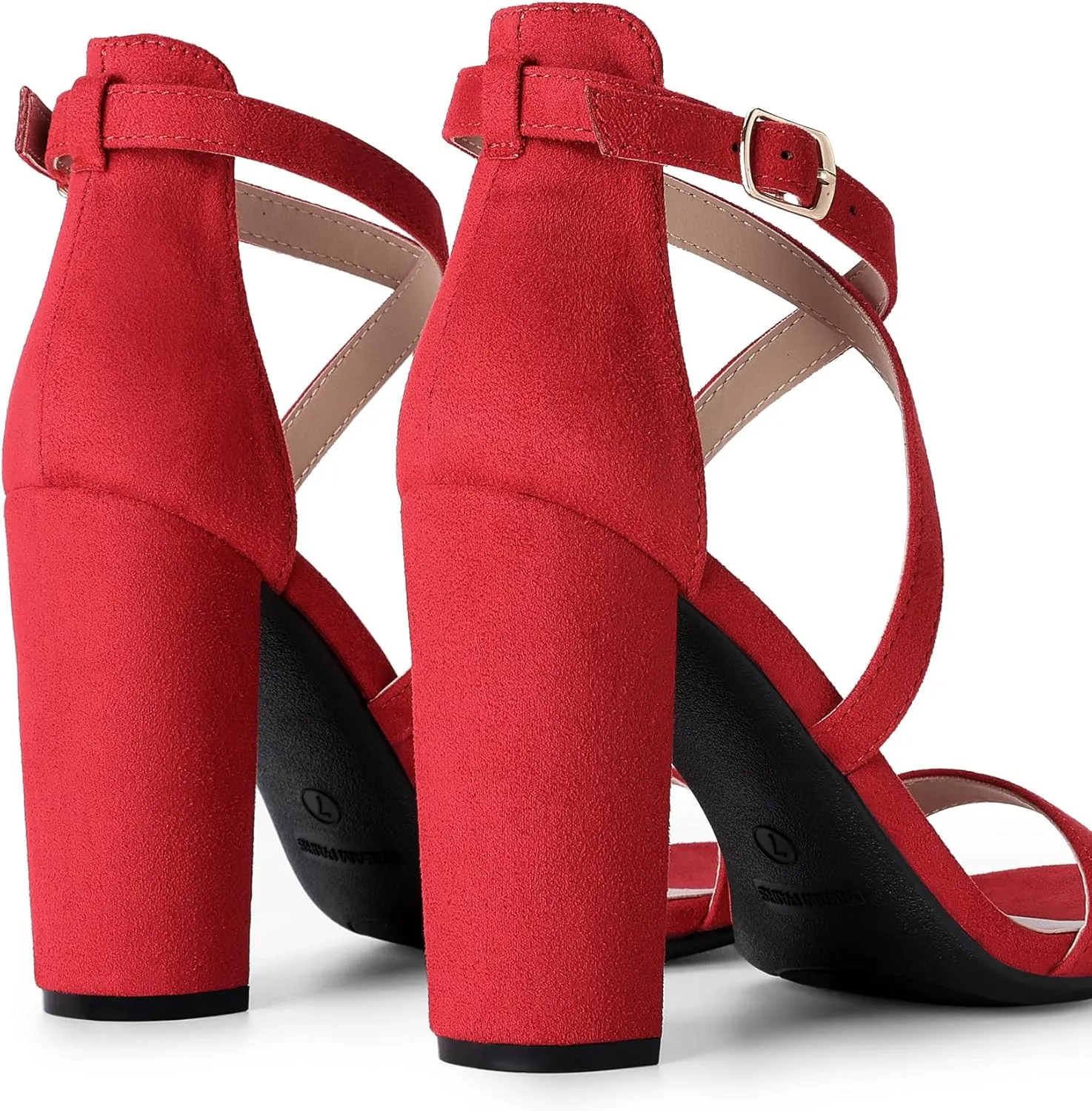 DREAM PAIRS 4 inch High Heels for Women Chunky Block Cross Strap Open Toe Dress Sandals for Wedding Bridal Evening Homecoming Prom