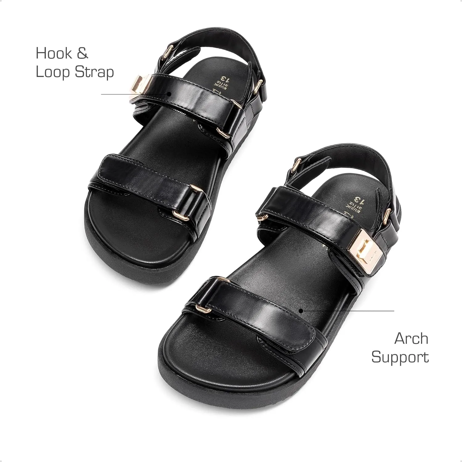 DREAM PAIRS Girls Sandals Casual Open Toe Two Adjustable Strapped Sandals with Hook and Loop for Little Kid/Big Kid