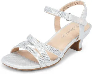 DREAM PAIRS Girls Sandals Low Heel Dress Open Toe Sandals Flower Wedding Party for Little Kid/Big Kid