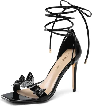 DREAM PAIRS Lace Up High Heels Stilletos Gladiator Open Square Toe Fashion Dressy Wedding Bridal Pumps Sandals