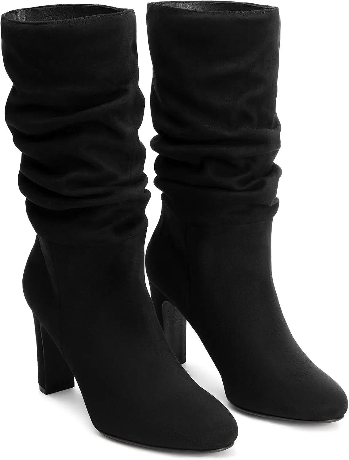 DREAM PAIRS Slouch Boots for Women Mid Calf, Women's Fashion Almond Toe High Heel Fall Winter Dressy Boots