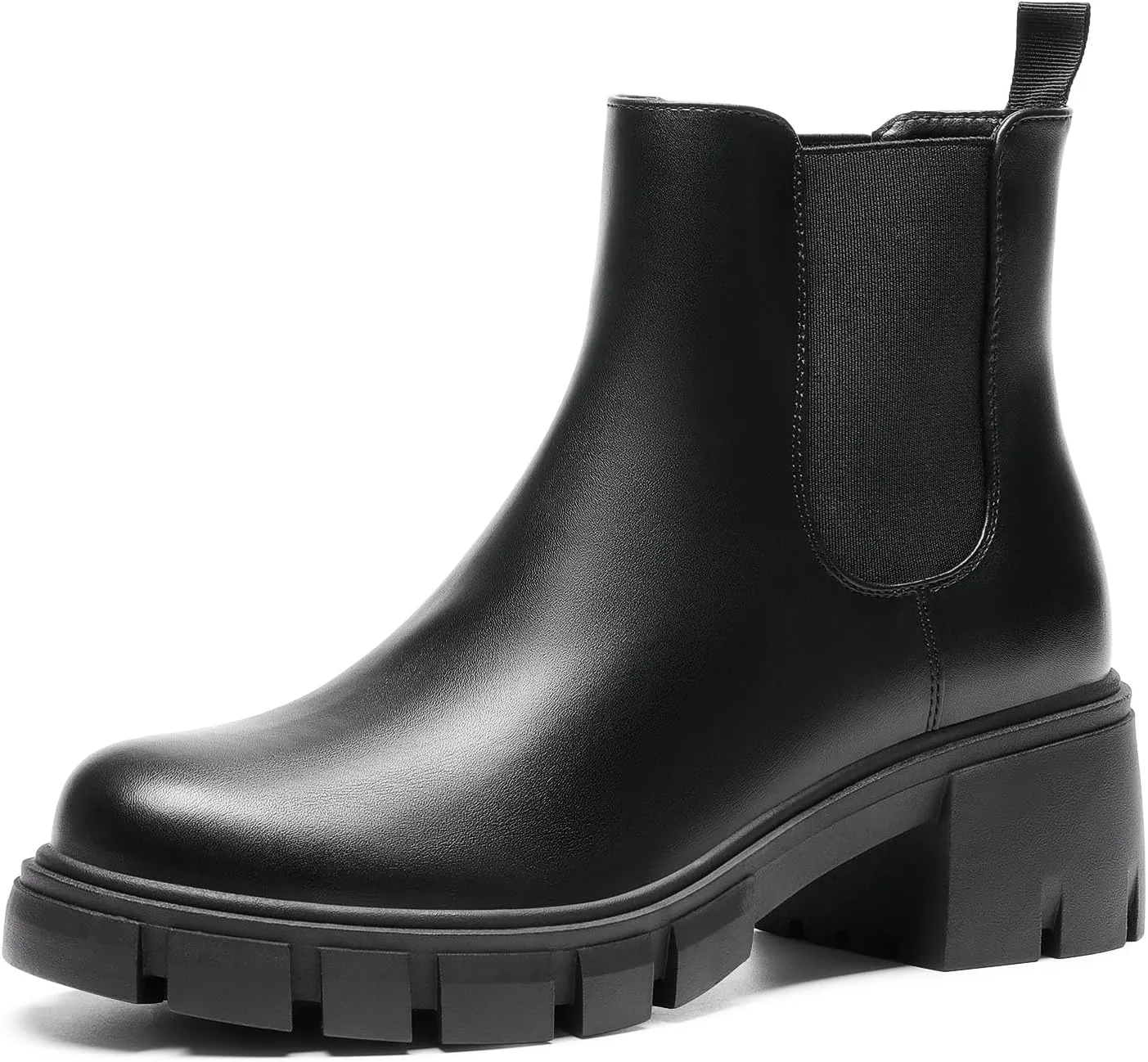 DREAM PAIRS Women's Elastic Chelsea Ankle Boots Platform Low Chunky Block Heel Lug Sole Slip on Fall Heeled Booties Shoes