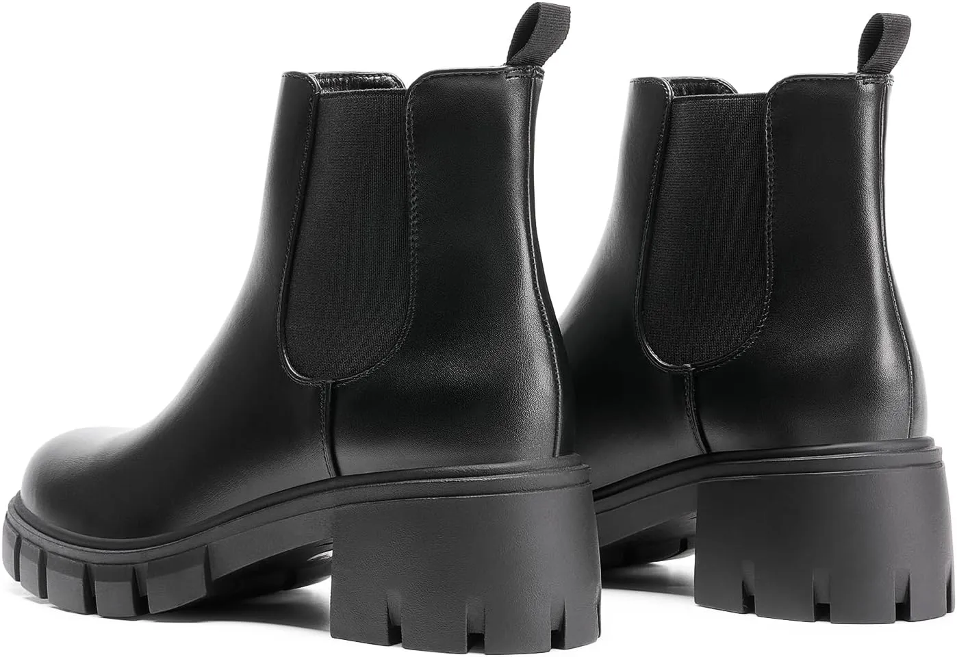 DREAM PAIRS Women's Elastic Chelsea Ankle Boots Platform Low Chunky Block Heel Lug Sole Slip on Fall Heeled Booties Shoes