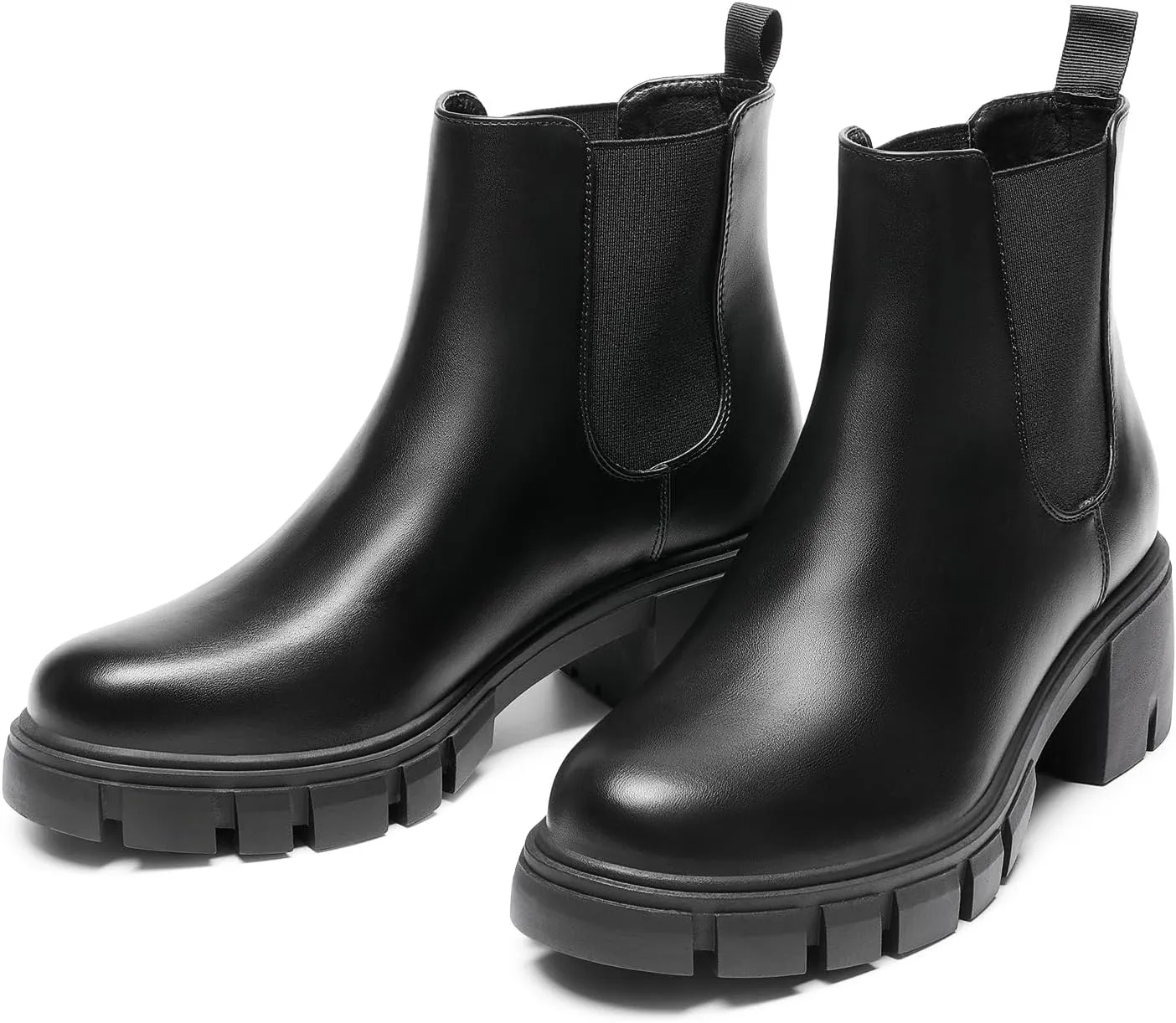 DREAM PAIRS Women's Elastic Chelsea Ankle Boots Platform Low Chunky Block Heel Lug Sole Slip on Fall Heeled Booties Shoes