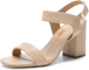 DREAM PAIRS Women's High Chunky Heels Square Toe Block Ankle Strap Dress Comfort Sandals