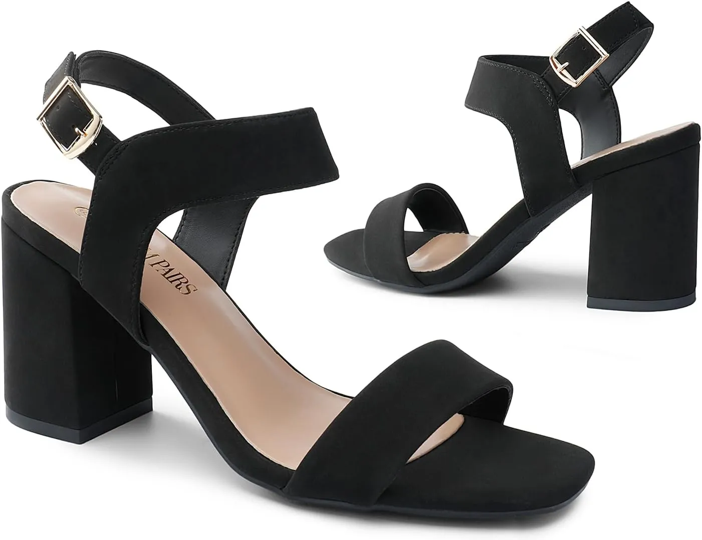 DREAM PAIRS Women's High Chunky Heels Square Toe Block Ankle Strap Dress Comfort Sandals