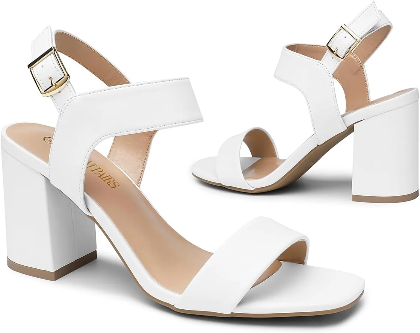 DREAM PAIRS Women's High Chunky Heels Square Toe Block Ankle Strap Dress Comfort Sandals
