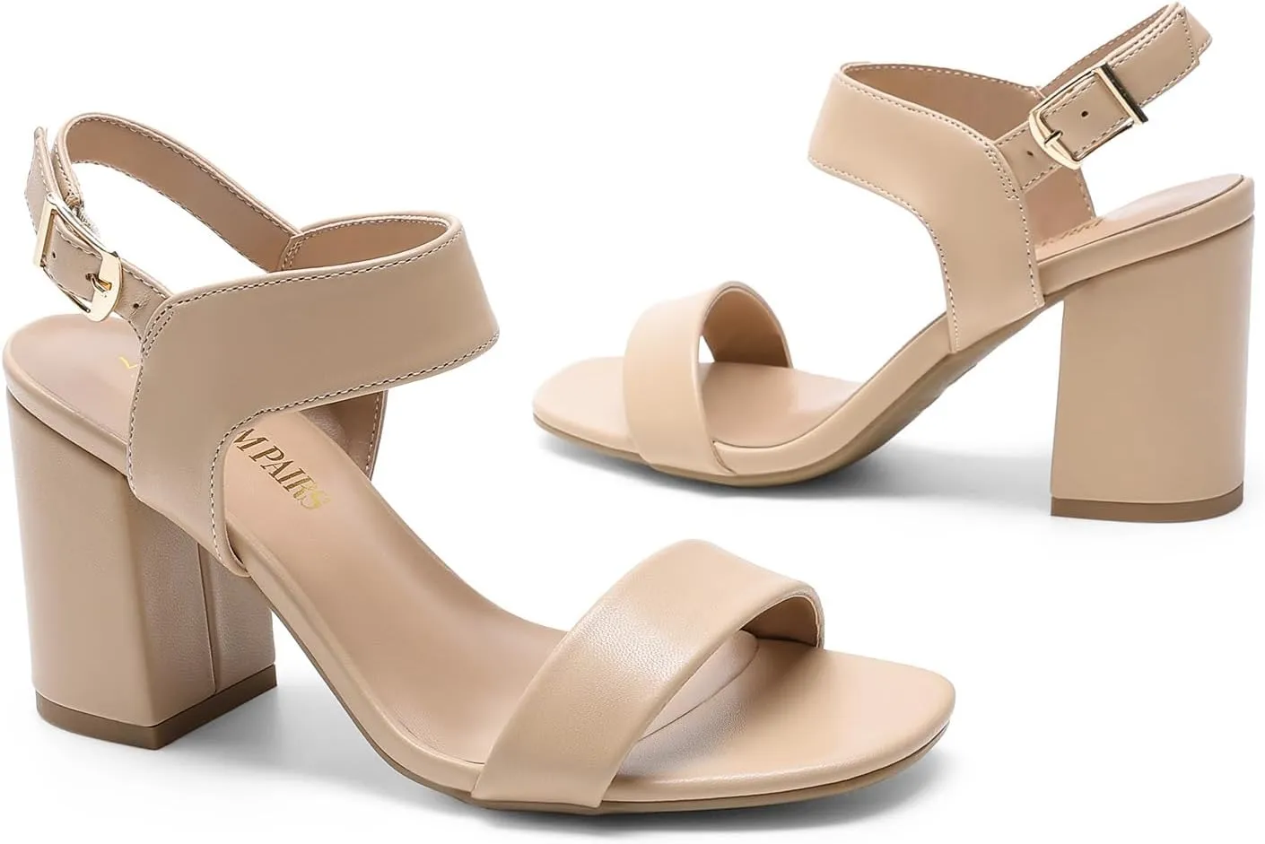 DREAM PAIRS Women's High Chunky Heels Square Toe Block Ankle Strap Dress Comfort Sandals
