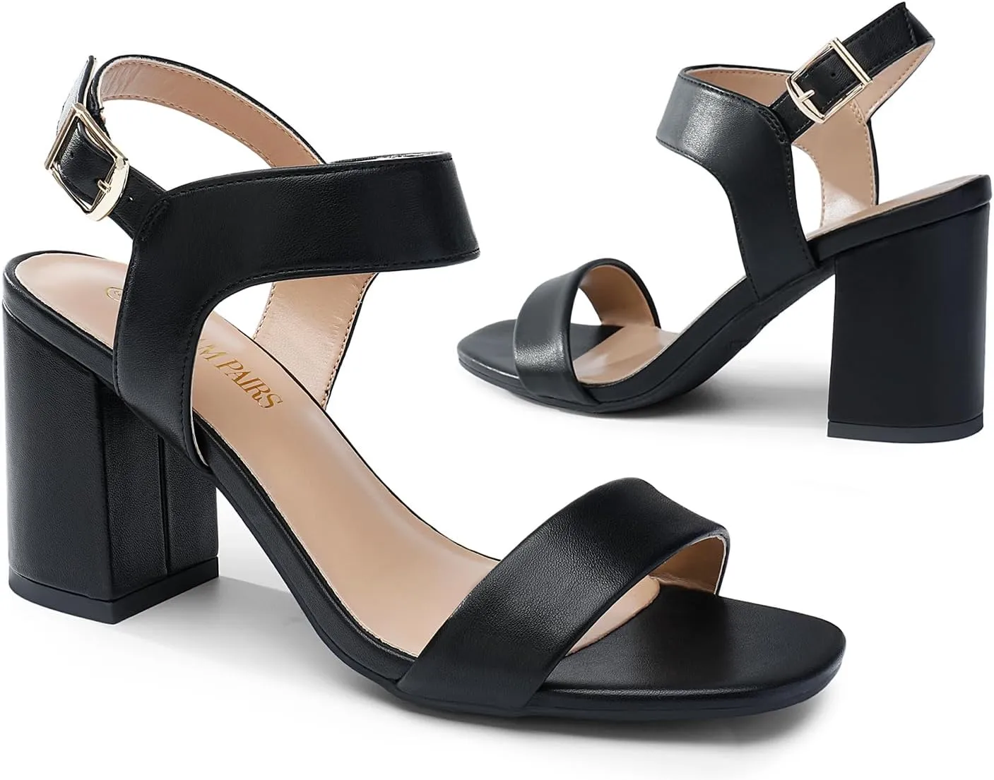 DREAM PAIRS Women's High Chunky Heels Square Toe Block Ankle Strap Dress Comfort Sandals