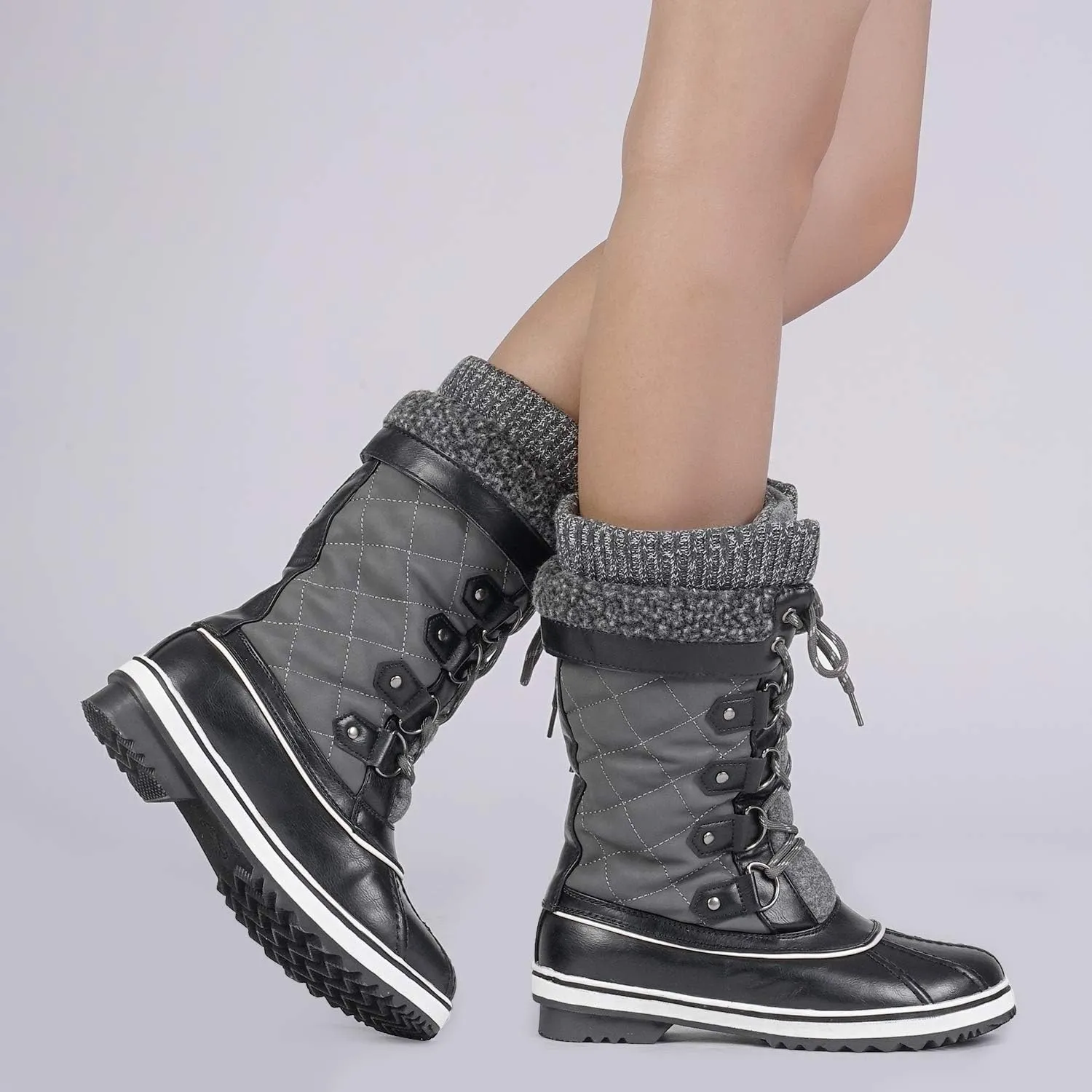 DREAM PAIRS Women's Mid-Calf Waterproof Winter Snow Boots MONTE_02