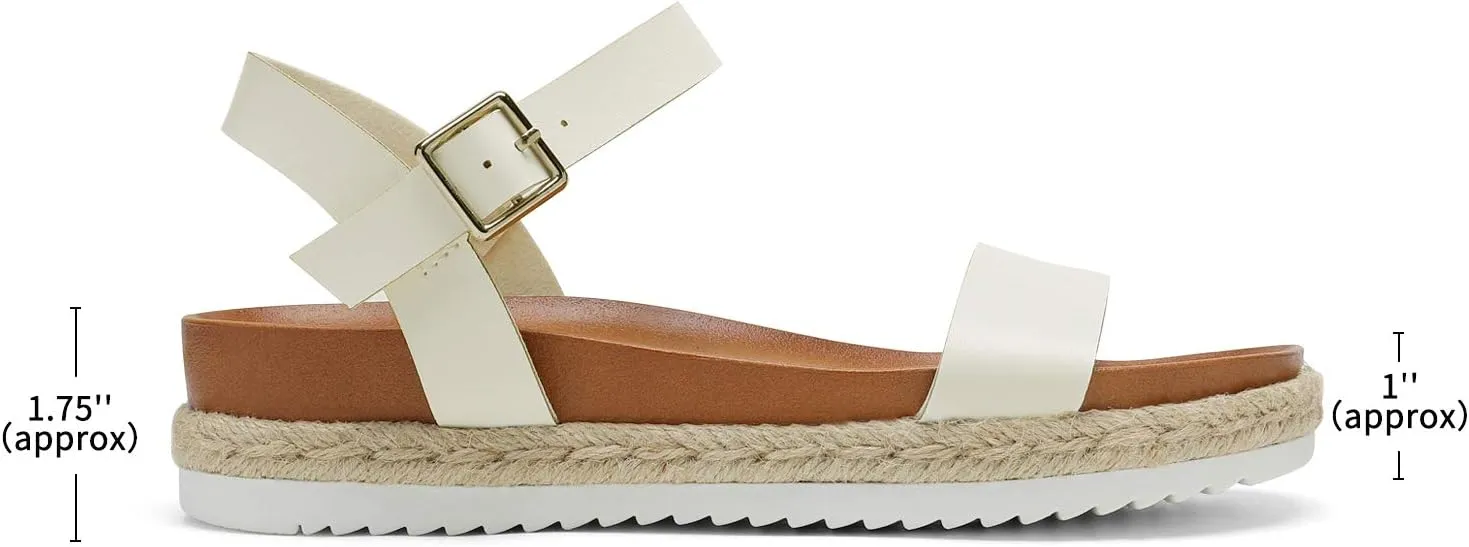 DREAM PAIRS Women’s Open Toe Ankle Strap Espadrille Casual Flatform Platform Wedge Sandals