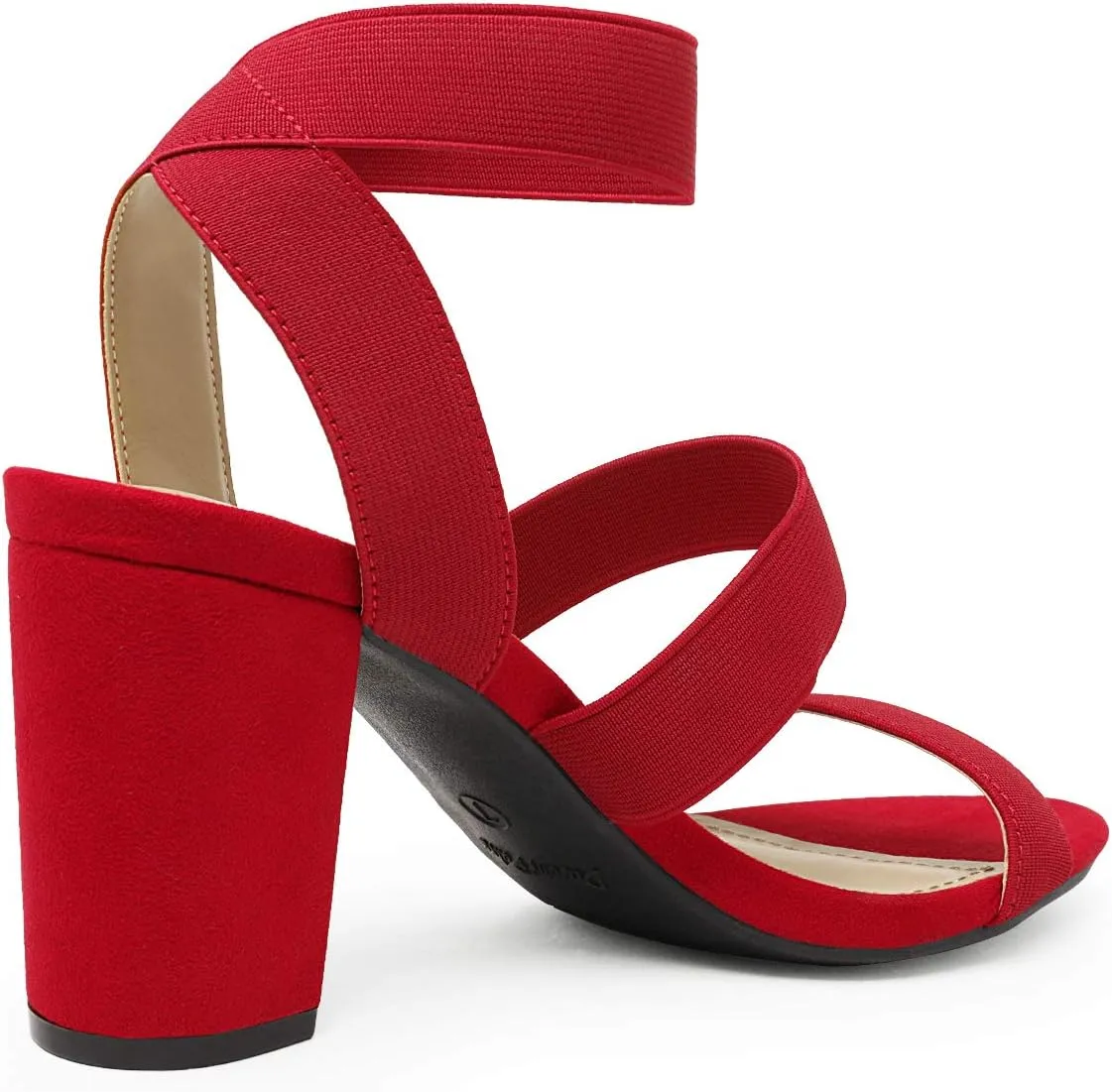DREAM PAIRS Women's Open Toe High Chunky Elastic Strap Dress Heel Sandals