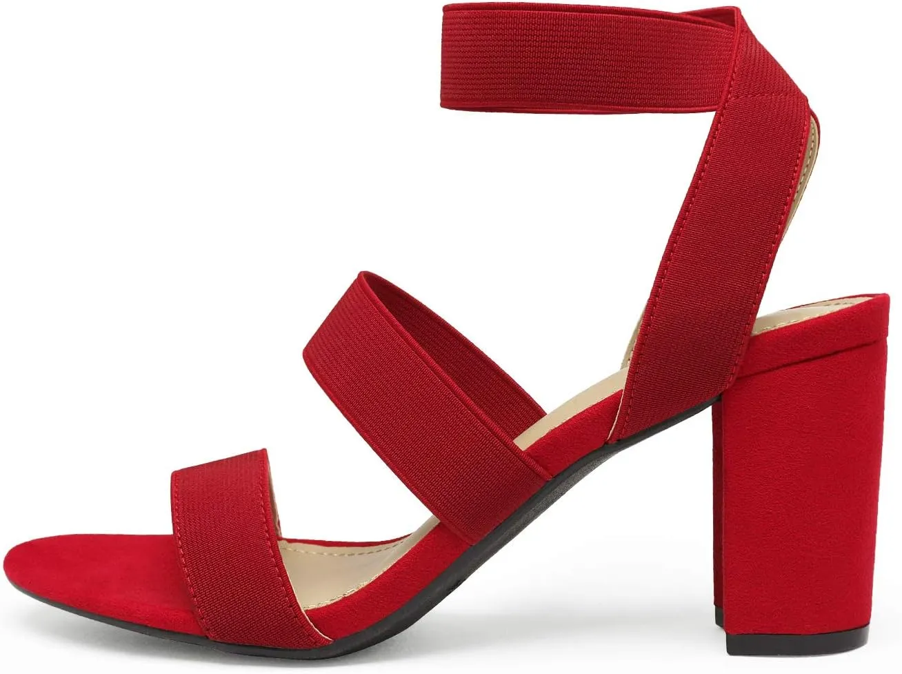 DREAM PAIRS Women's Open Toe High Chunky Elastic Strap Dress Heel Sandals