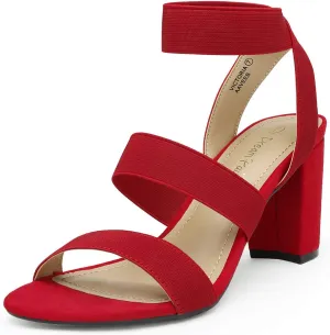 DREAM PAIRS Women's Open Toe High Chunky Elastic Strap Dress Heel Sandals