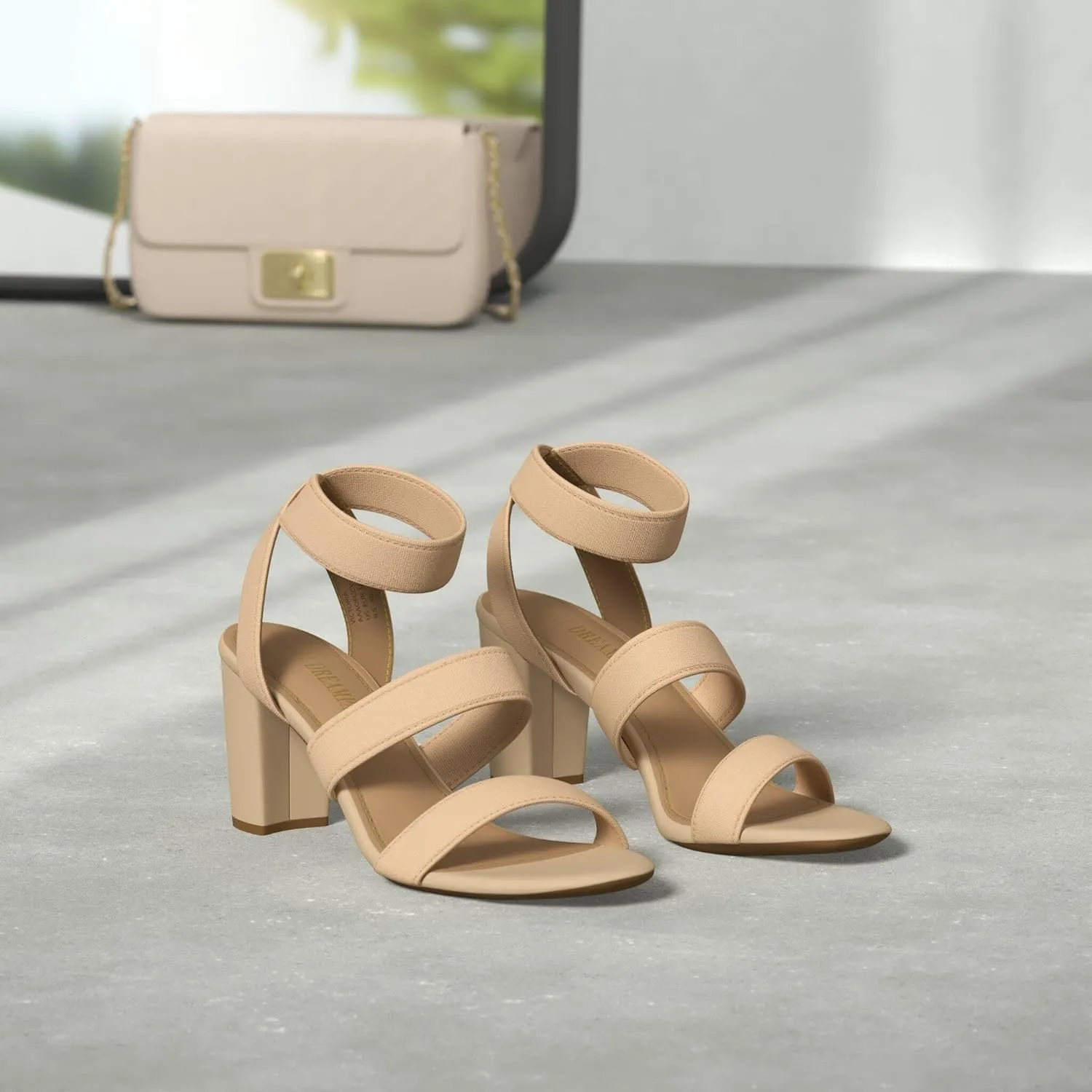 DREAM PAIRS Women's Open Toe High Chunky Elastic Strap Dress Heel Sandals