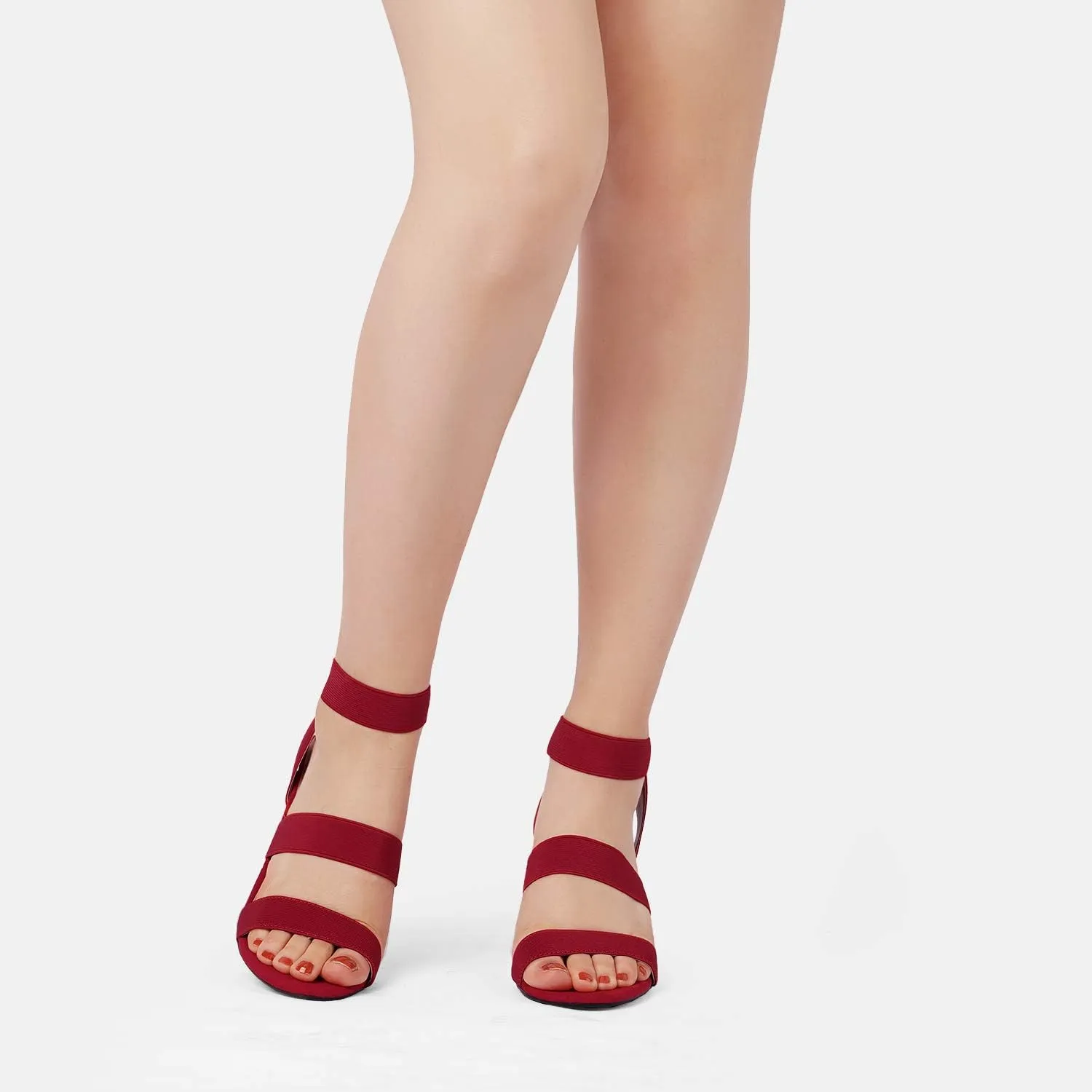 DREAM PAIRS Women's Open Toe High Chunky Elastic Strap Dress Heel Sandals