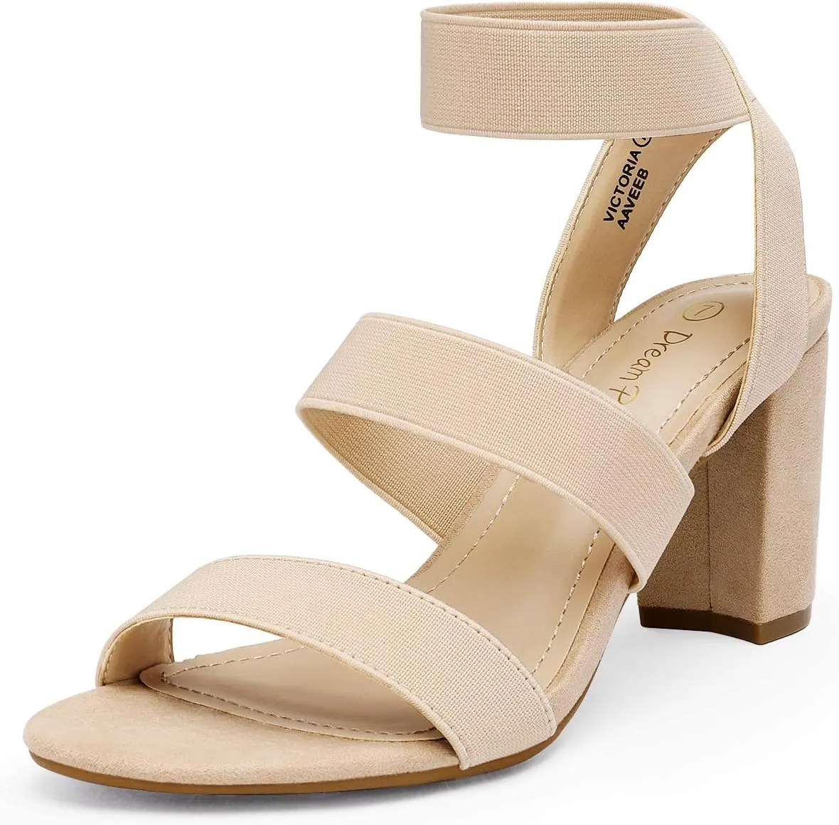 DREAM PAIRS Women's Open Toe High Chunky Elastic Strap Dress Heel Sandals