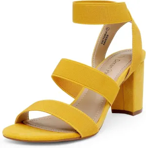 DREAM PAIRS Women's Open Toe High Chunky Elastic Strap Dress Heel Sandals