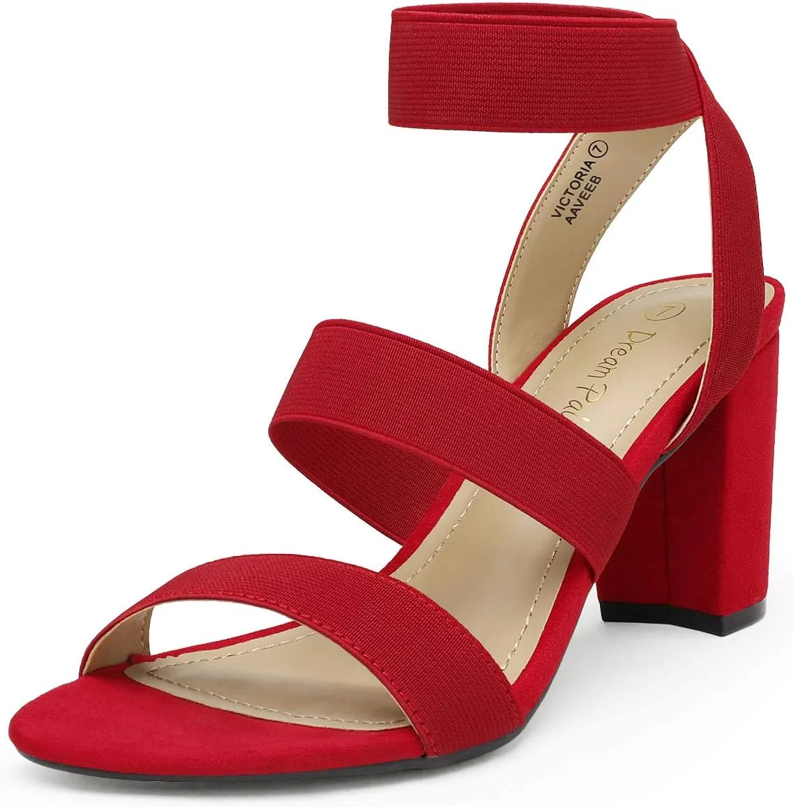 DREAM PAIRS Women's Open Toe High Chunky Elastic Strap Dress Heel Sandals