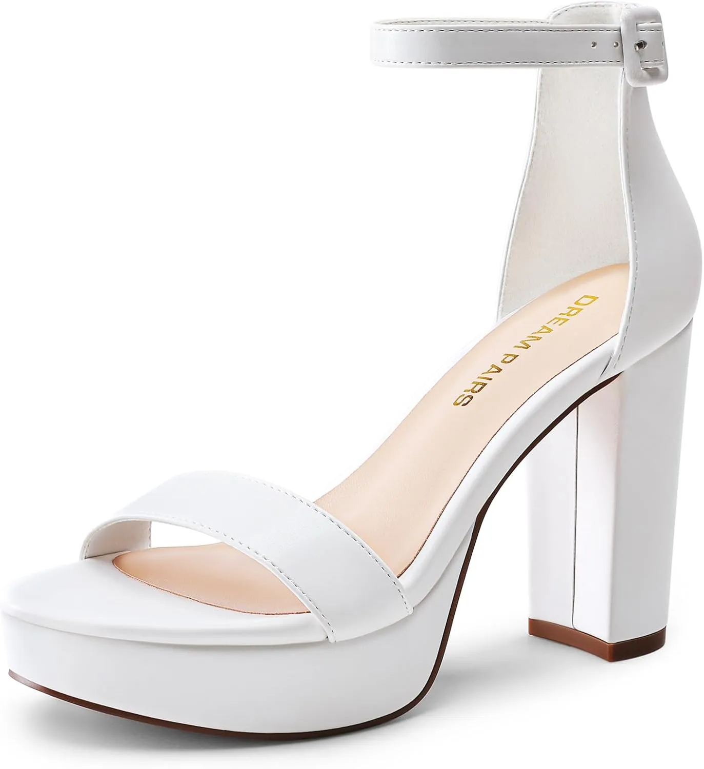 DREAM PAIRS Women's Platform Chunky High Heeled Sandals Open Toe Block Heels Ankle Strap Dress Shoes for Wedding Party Evening