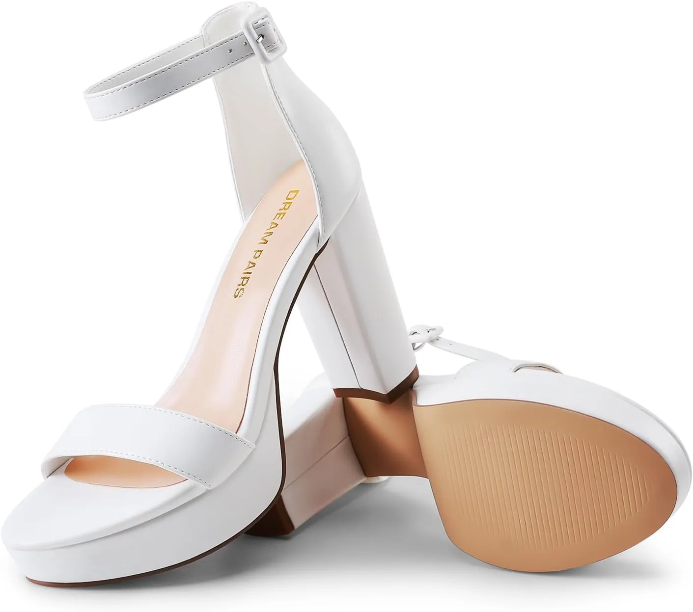DREAM PAIRS Women's Platform Chunky High Heeled Sandals Open Toe Block Heels Ankle Strap Dress Shoes for Wedding Party Evening