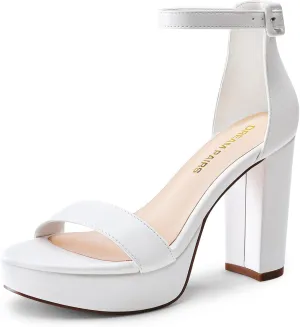 DREAM PAIRS Women's Platform Chunky High Heeled Sandals Open Toe Block Heels Ankle Strap Dress Shoes for Wedding Party Evening