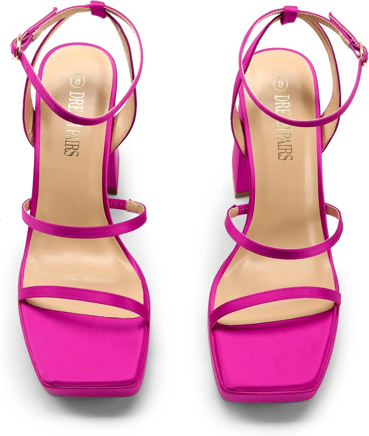DREAM PAIRS Women's Platform Strappy Heels Open Toe Ankle Strap Square Party Sandals Y2K Dress Shoes